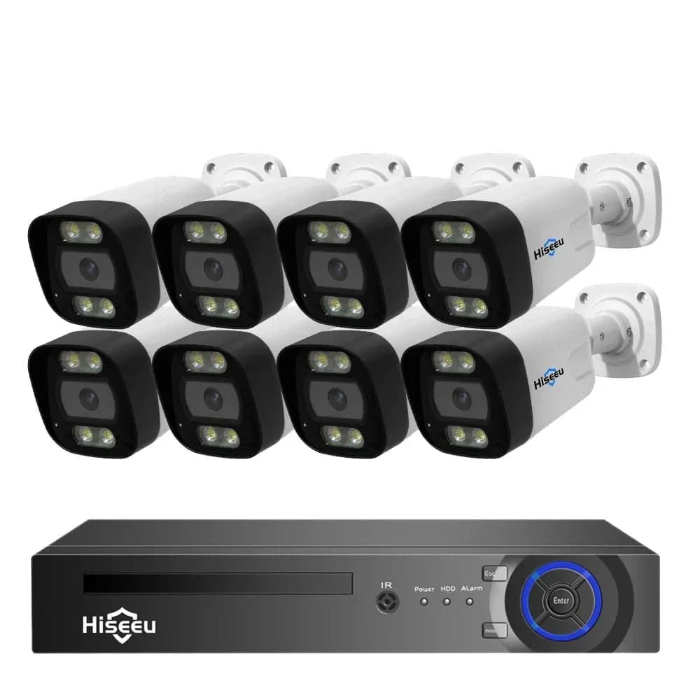 Hiseeu IP67 Impermeabile 8 Pz 16CH Nvr Set Telecamera Cctv Esterna Video Sorveglianza Poe Sistema di Telecamere di Sicurezza 4K 8MP