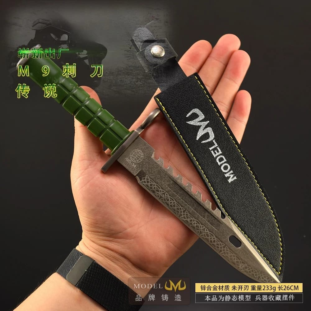 M9 Baionetta Modello di pugnale interamente in metallo con fondina CS GO Periferiche di gioco Counter Strikes Arma Militray Coltelli verdi Giocattoli regalo