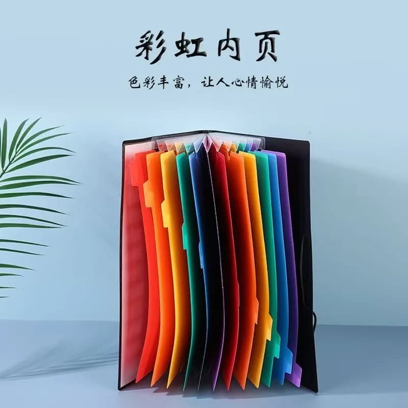 Cartella multistrato A4 colorata con 12 etichette, arcobaleno, per archiviazione documenti e pagine interne
