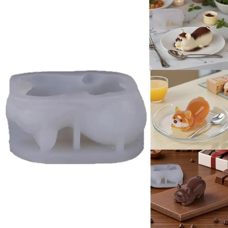 1 pezzo simpatico cartone animato corgi stampo in silicone per torta mousse fai da te gelatina di latte cioccolato gelato dessert strumento di cottura