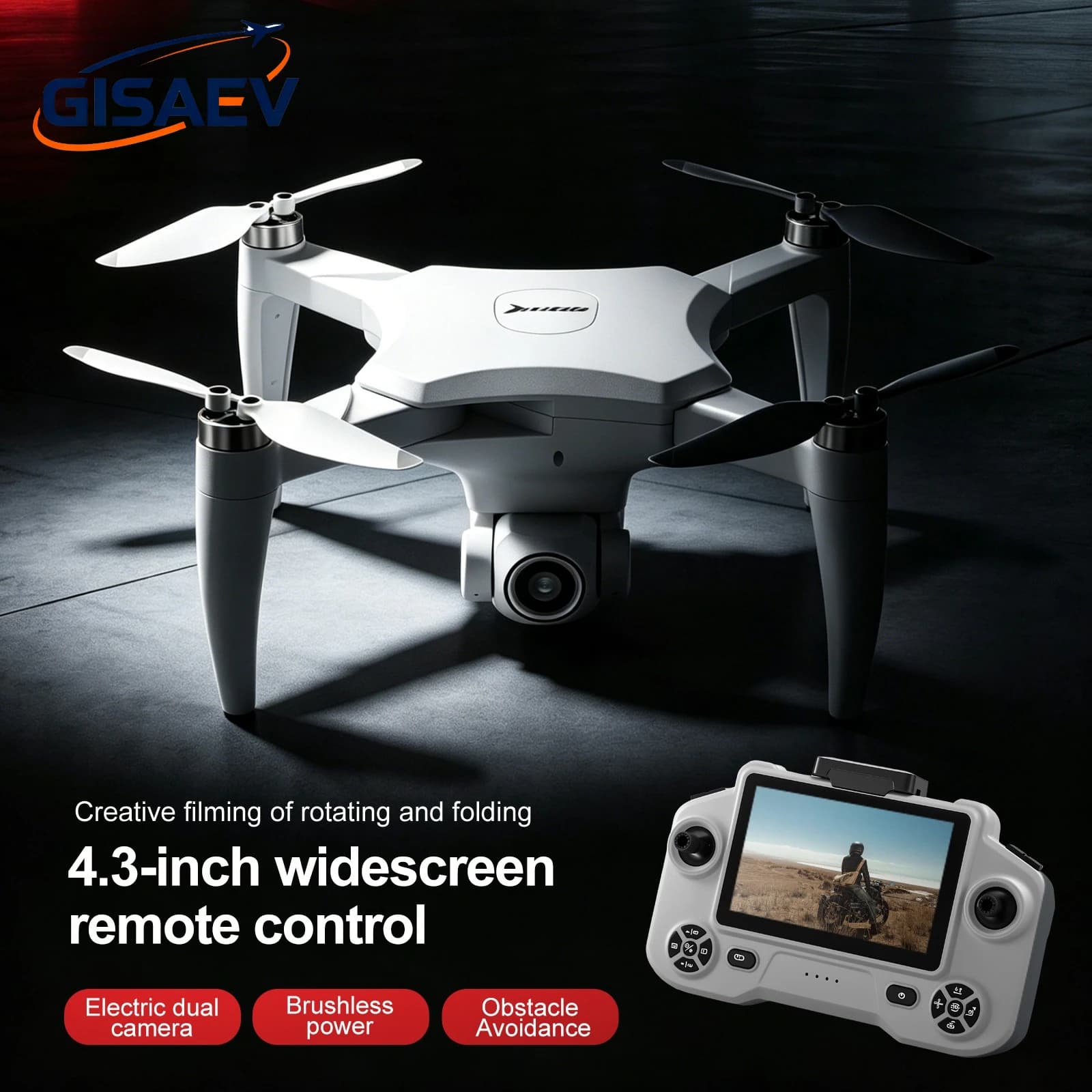 GISAEV YL01 Professional 8K Dual Camera with 4.3 inches Screen Control Quadcopter Brushless Optical flow Posintioning Men's Gift