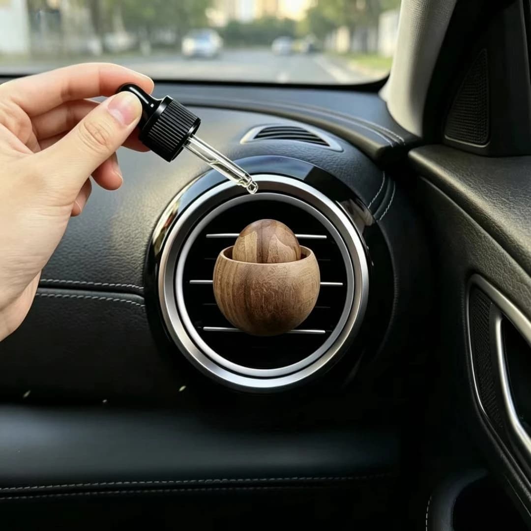 Walnut Wood Tumbler Diffuser Ball Car Air Vent Essential Oil Fragrance Ornament Vehicle Interior Aroma Decor Car Accessories