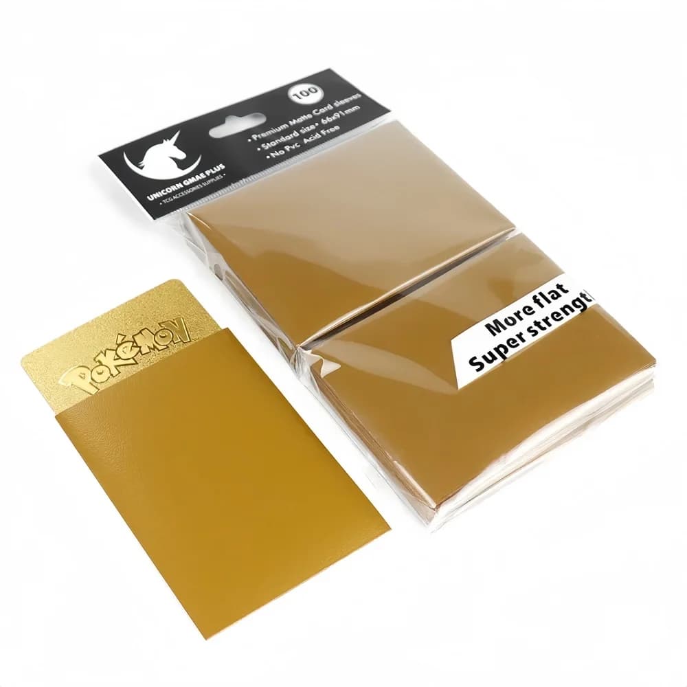 100/50Pcs 66x91mm For Pokemon Card Gold Silver Trading Card Sleeve Holder TCG Cards Protector Frosted Card Sleeves Collectibles