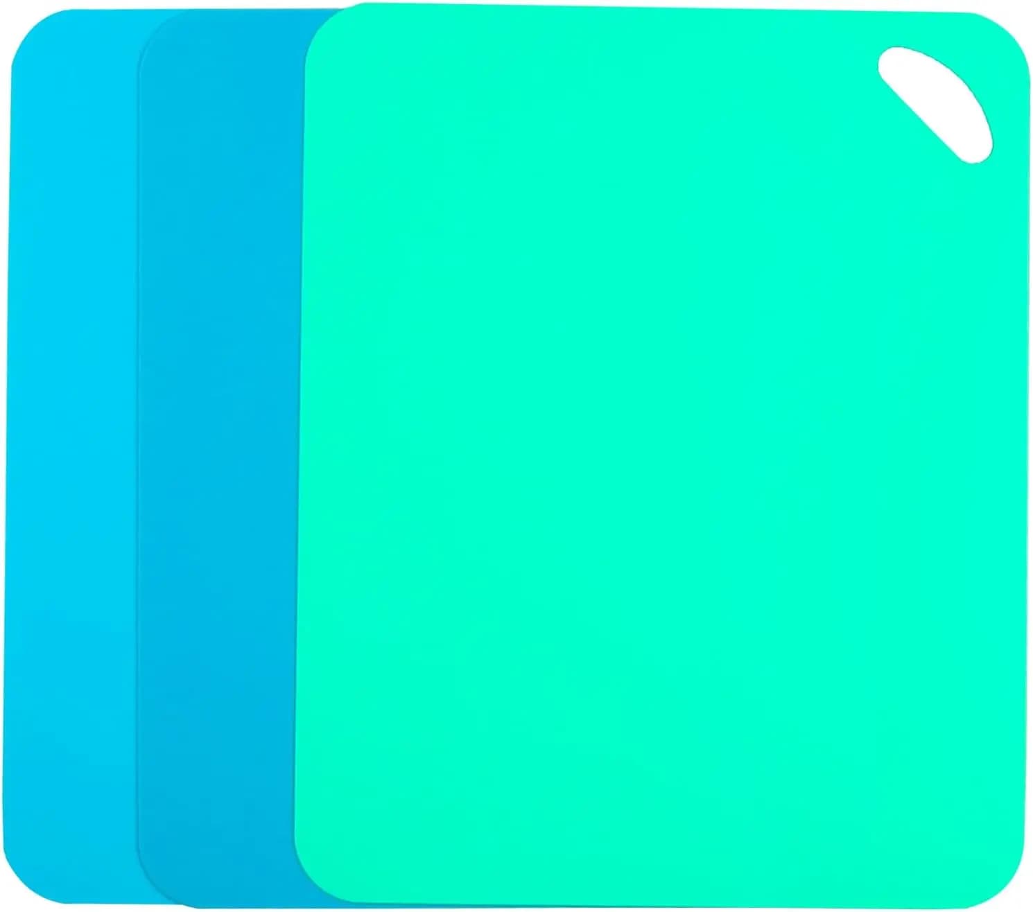 NEW DESIGN Plastic Flexible Cutting Mats for Kitchen, 3pcs Color Coded Chopping Board Set, Cutting Board Sheet for Kitchen Cooking, Dishwasher Safe （11.5x9"）