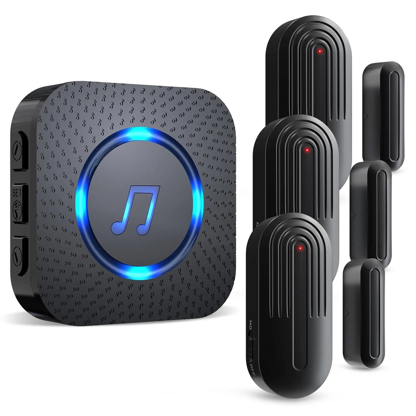 Daytech Sensore di allarme per porta wireless portatile Dispositivo di notifica di attivazione campanello a bassa potenza per finestre di visualizzazione del negozio