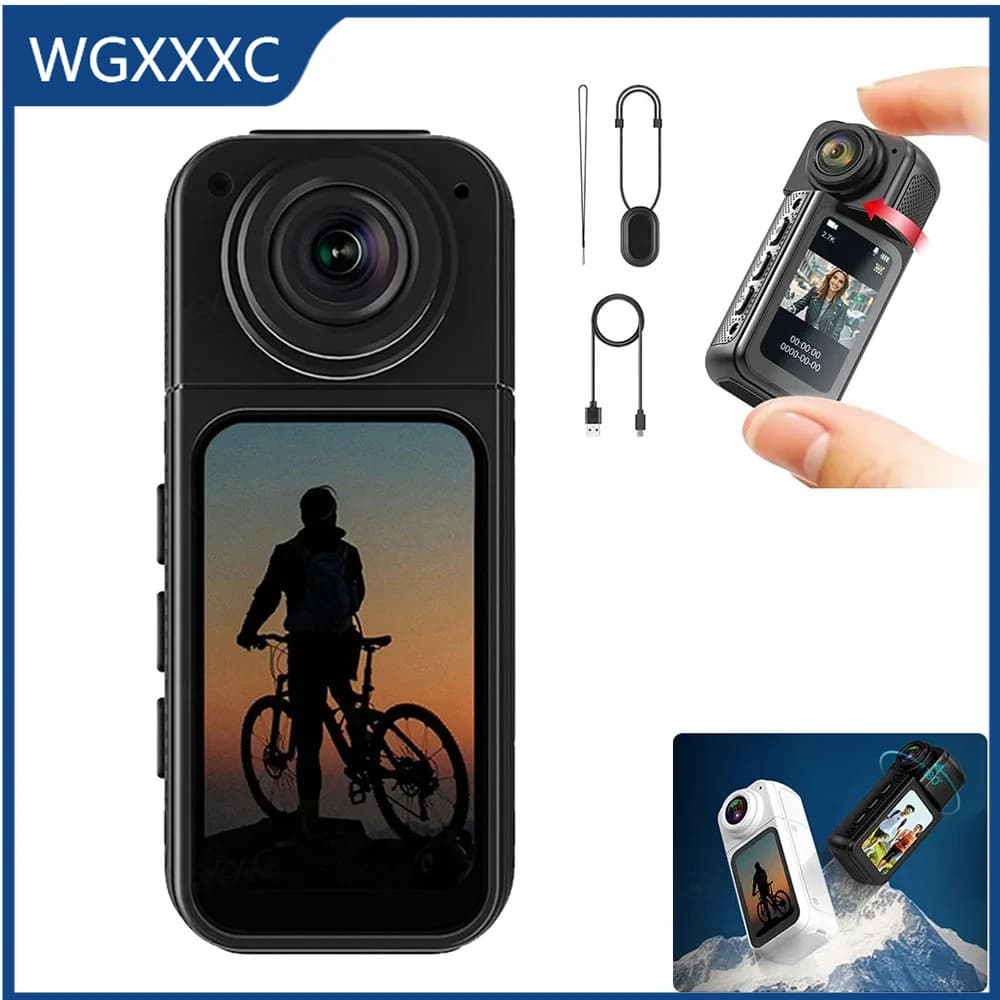 New Mini Action Camera 2.7K 1080P Pocket, 1.47 Inch Screen, Rotation 180 Degrees, WIFI Recorder with Magnetic Support