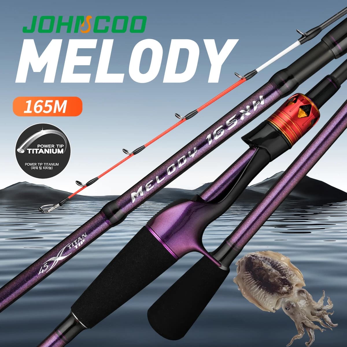 Light fishing rod in deep waters from 1,65 m MH XH Johncoo with titanium tip Fishing rod for sepia Boat rod