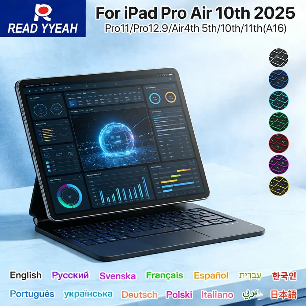 Tastiera Wireless Business Magic 2026 con Touch Panel per iPad 11a 10a Generazione, Custodia Magnetica Smart per iPad Pro Air Tablet Cover