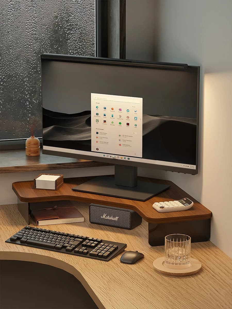 Support Raised for Monitor, Corner Desk Notebook Base, Simple Style Screen Door, Home Office Accessories, Storage Rack