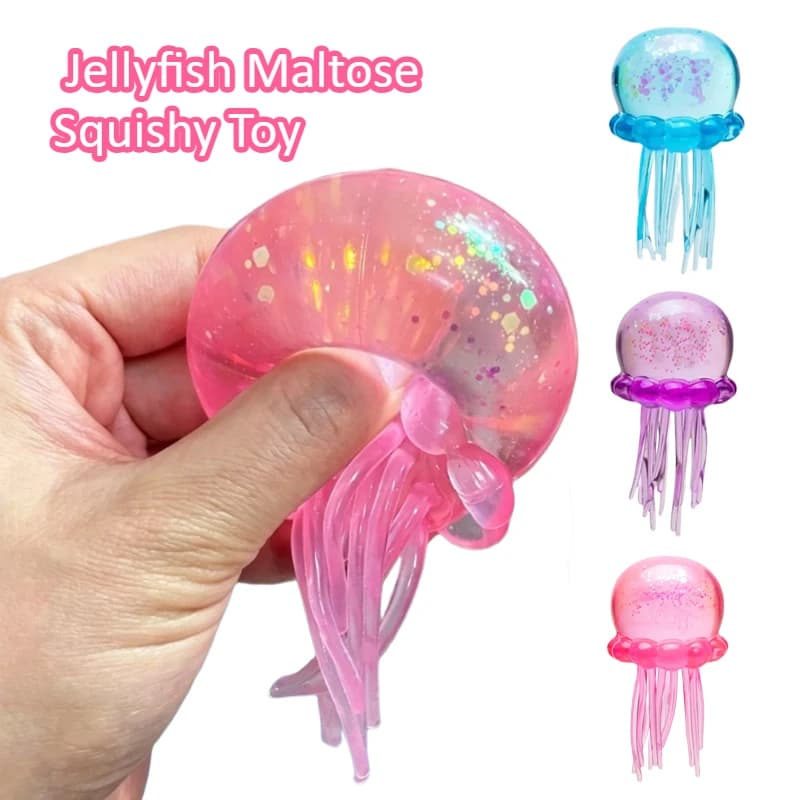 Giocattolo Squishy a Forma di Medusa in Maltosio, Morbido e Carino, Antistress, Giocattolo Creativo per Decompressione per Bambini