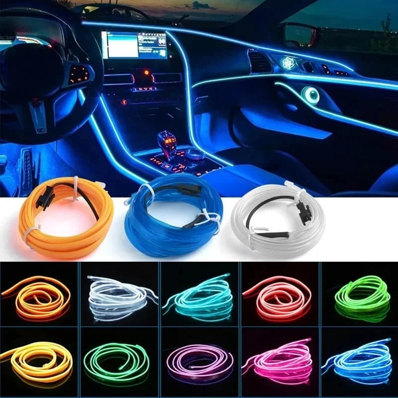 1M/2M/3M/5M Luce interna per auto LED Decorazione striscia Luci al neon flessibili Lampada per atmosfera auto 12V Luce ambientale automatica universale