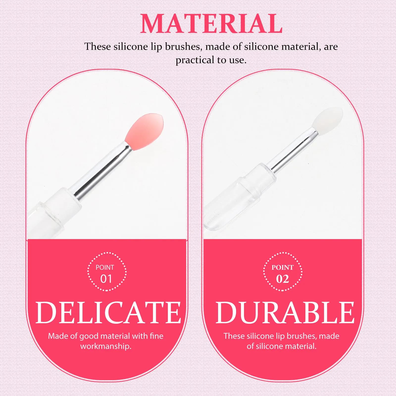 6-piece silicone lip brush set, ultra soft heads, makeup tool, eye shadow applicator, lipstick brush, portable beauty accessory