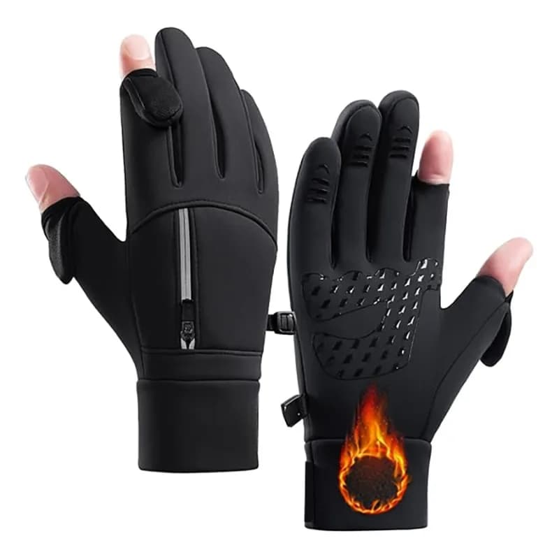 Winter Flip Top Gloves with Zipper Pocket, Unisex Warm Touchscreen Gloves for Cycling Outdoor Sports