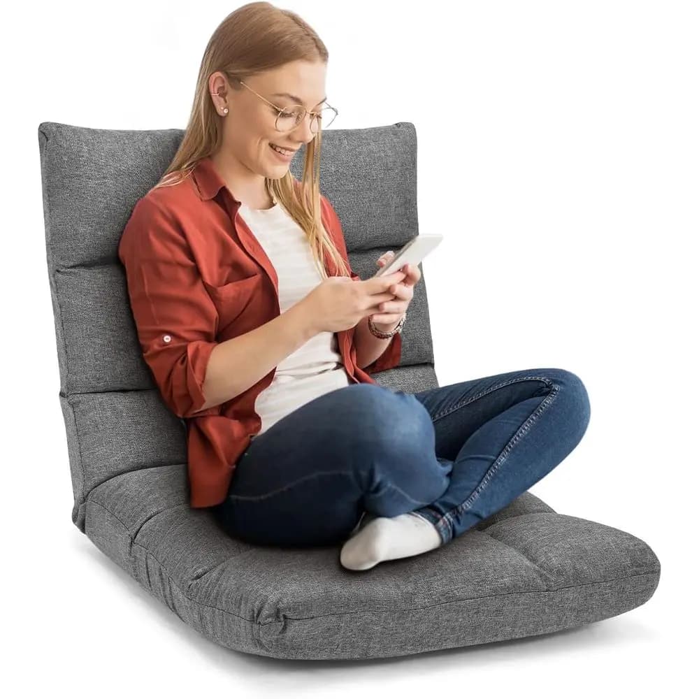 Sedia da Gaming Ergonomica con Supporto Lombare, 14 Posizioni Regolabili, Telaio in Acciaio, Ideale per Relax, Gioco, Lettura o Meditazione (Grigio)