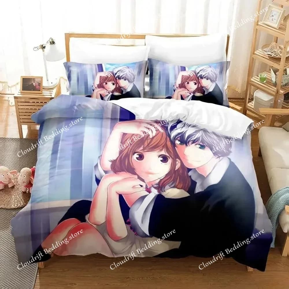 Set di Biancheria da Letto AO HARU RIDE, Misure Singola, Matrimoniale, Queen, King, Set per Adulti e Bambini, Copripiumino con Stampa 3D Anime