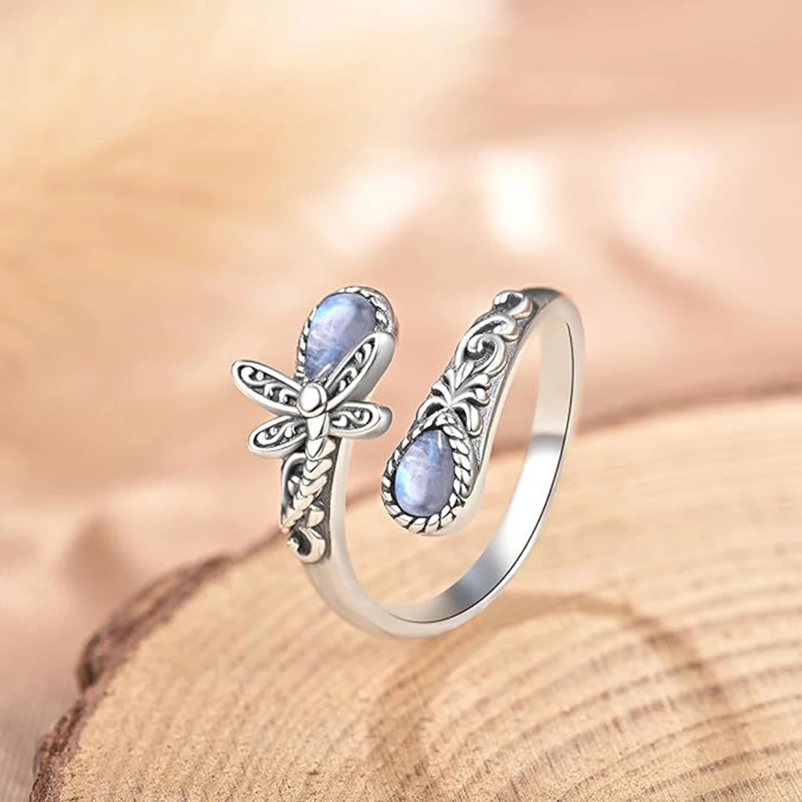 Anello Bohemien con Decorazione in Pietra Lunare, Anelli da Dito Abbinabili per Matrimoni, per Fidanzate, Sorelle, Amiche
