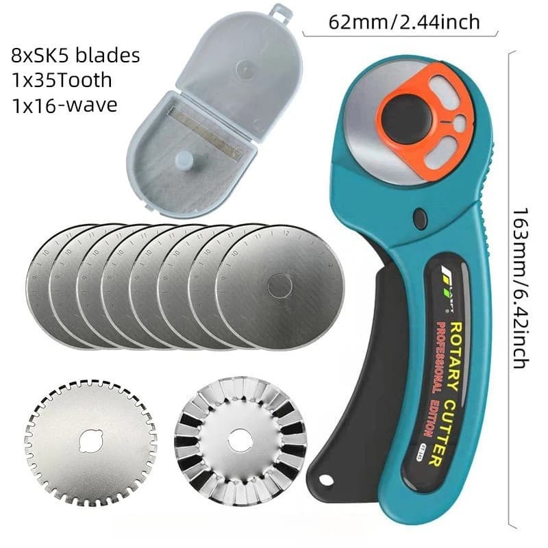 45mm Safety Lock Carpet Knife, Retractable Rolling Wheel Cutter for Carpet Vinyl Flooring, Ergonomic Grip Professional Tool