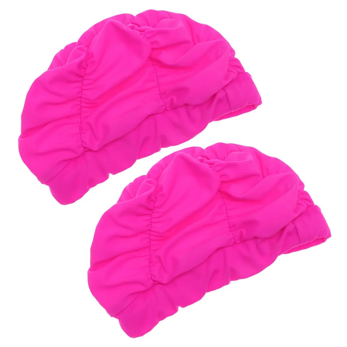 2Pcs Pleated Swim Cap for Women Eco Friendly Lightweight Nylon Swimming Hat Hair Protection Smooth Comfortable Beach Pool Use