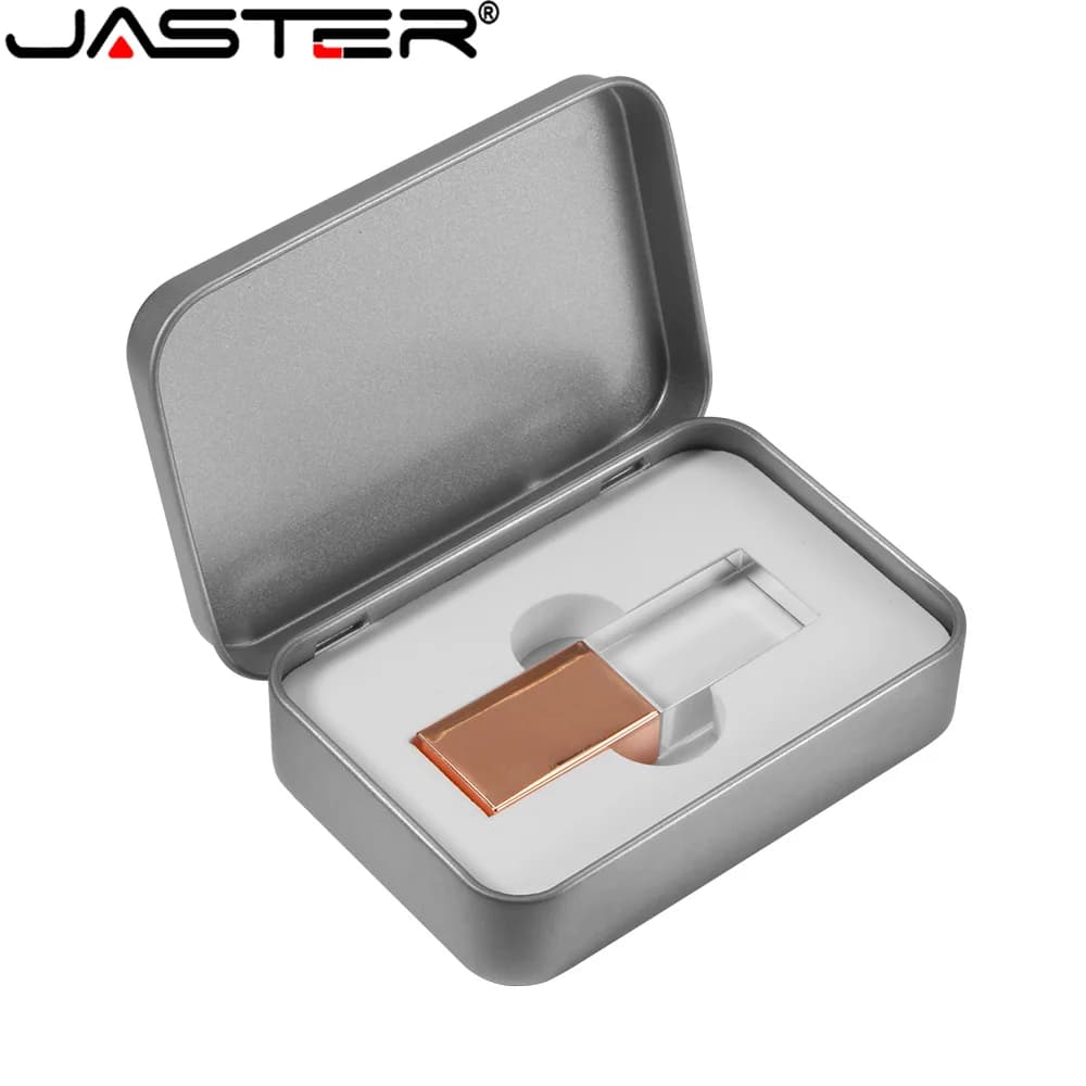 Chiavetta USB 2.0 JASTER Crystal Pendrive 4 GB 8 GB 32 GB 64 GB 128 GB Memory Stick Penna in vetro trasparente (nessun logo personalizzato)