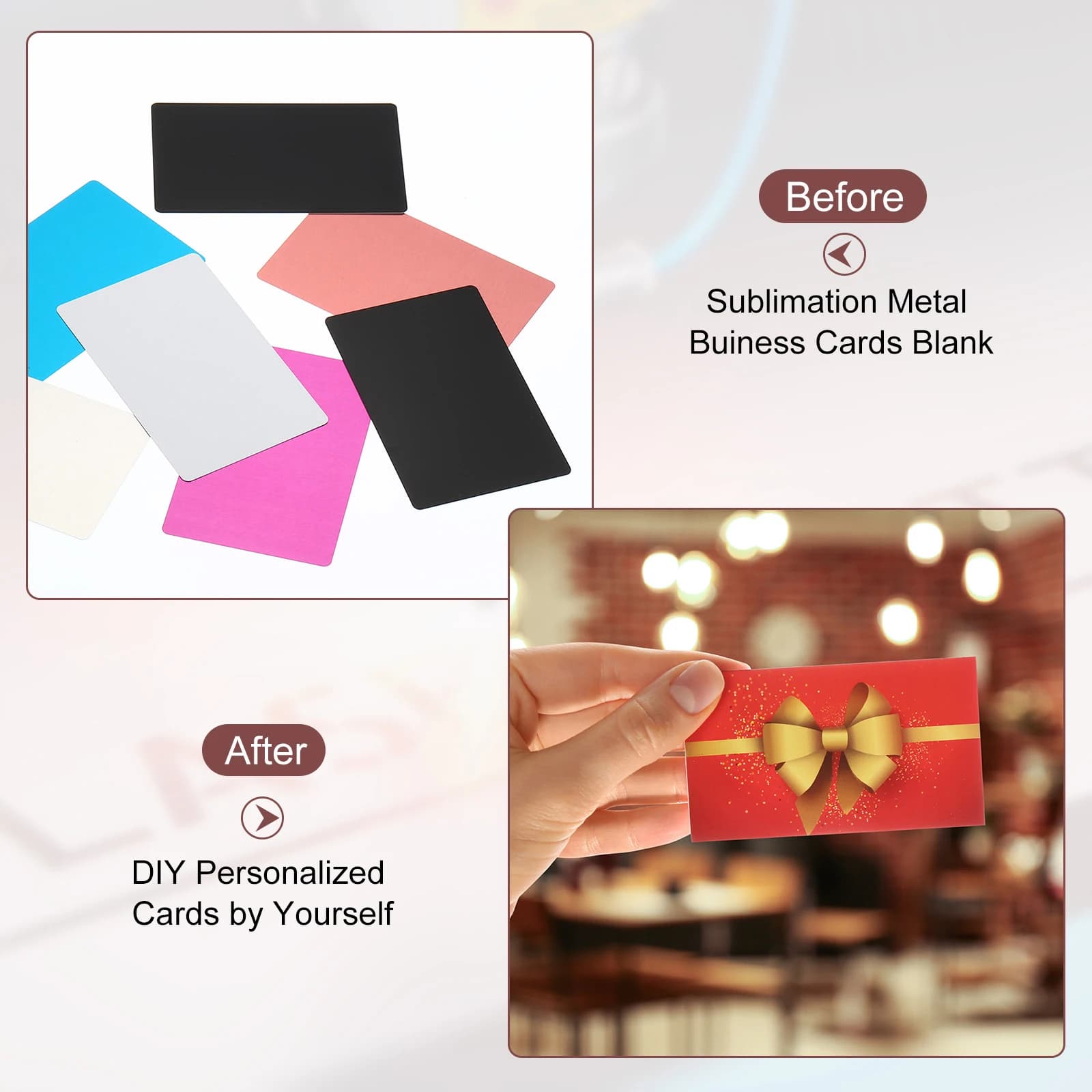 300 Pieces/Lotto Empty Aluminum Business Cards, Thickness 0,45mm, Laser Engraving, Printables, For Supplies Custom Office Fai-da- ♪