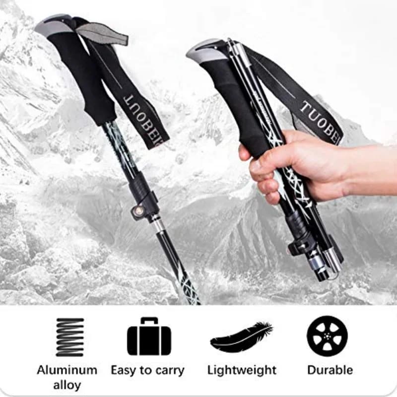 1 pz bastone da trekking pieghevole per esterni a 5 sezioni bastone da passeggio portatile per escursioni in campeggio design telescopico per anziani facile da trasportare