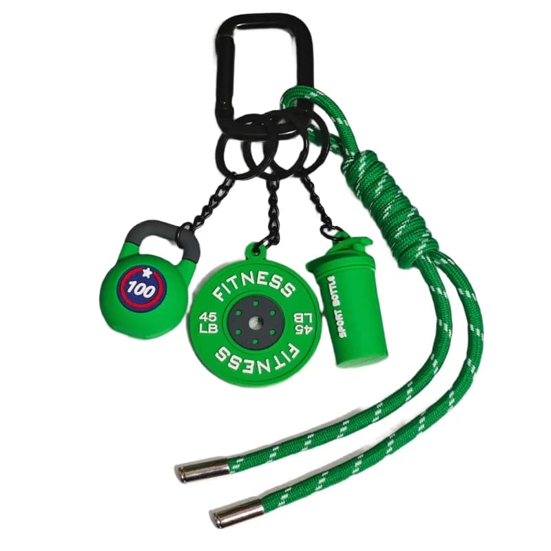 Portachiavi con Kettlebell e Manubrio, Corde Intrecciate a Mano, Ciondolo di Lusso per Borsa, Ciondoli Trendy per Borse Sportive, Regalo per Appassionati di Fitness