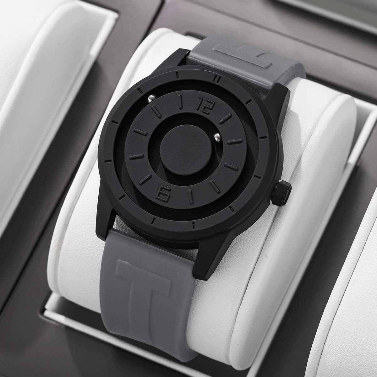 Orologi da uomo con sospensione magnetica alla moda Orologio da polso al quarzo con cinturino in silicone casual per uomo Orologio Reloj Hombre (senza scatola)