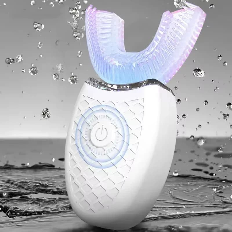 U-shaped toothbrush for teeth Automatic electric heads for 360-degree silicone cleaning Waterproof for tooth care at home travel