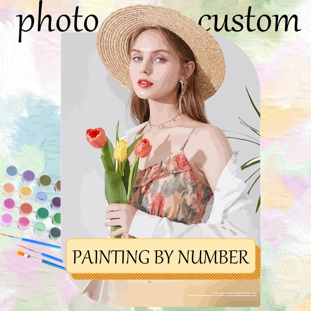 CHENISTORY DIY Photo Customized Paintings By Numbers Picture Acrylic Canvas Drawing by Numbers Oil Paint Coloring by Numbers