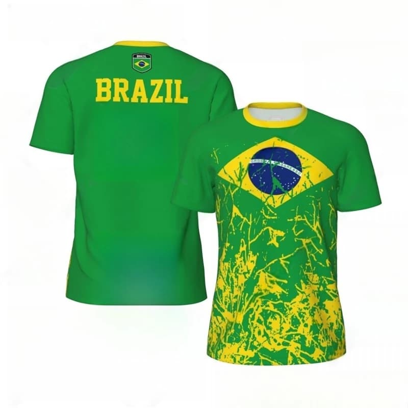 Moda Brasile Bandiera Grafica Calcio T-shirt per uomo Tendenza estiva 3D Emblema nazionale T-shirt stampate T-shirt casual oversize