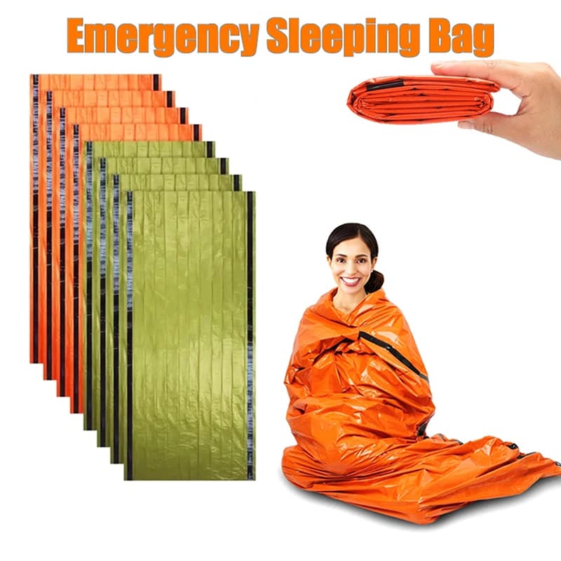 Sacco a pelo di emergenza ultra impermeabile in Mylar, coperte termiche leggere, sacco a pelo di sopravvivenza per mantenere il calore durante il campeggio ed l'escursionismo