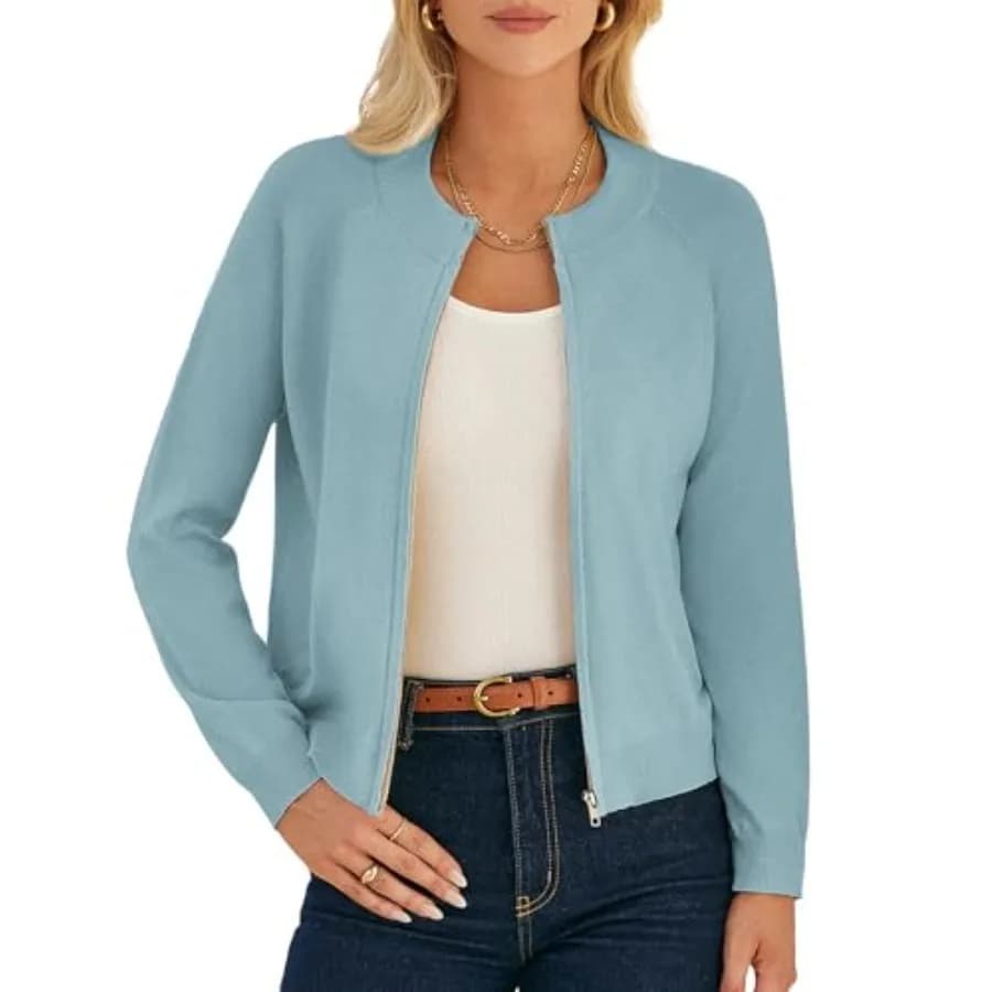 GRACE KARIN Womens Long Sleeve Zip Up Cardigan Sweaters Lightweight Sweater Jacket Knitted Fashion Clothes