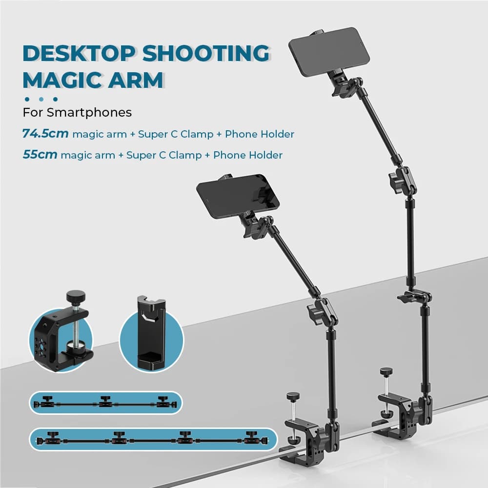 CAMVATE Braccio magico con kit morsetto a granchio Supporto per treppiede da tavolo regolabile, braccio di attrito articolato per smartphone Azione webcam