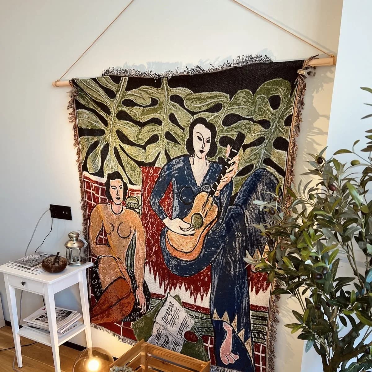 Coperta con nappe Henri Matisse, artista francese chitarrista, multiuso per divano e letto, arazzo decorativo da parete per la casa