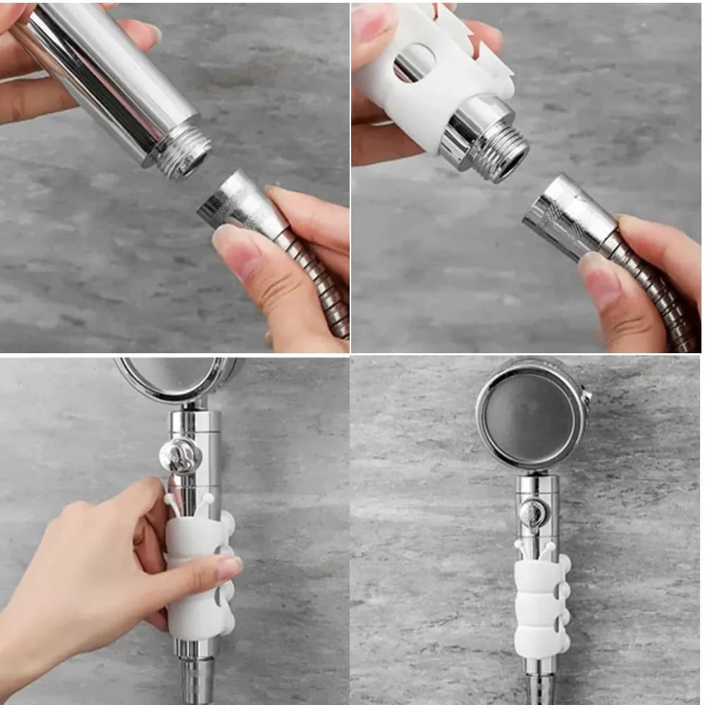 New Punch-Free Suction Cup Shower Head Holder, Adjustable Reusable Silicone Movable Shower Bracket Bathroom Hook Accessory
