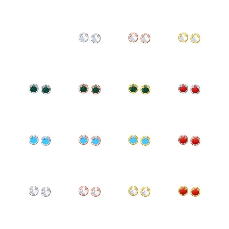 High-end button earrings with star pattern in sterling silver S925 for women