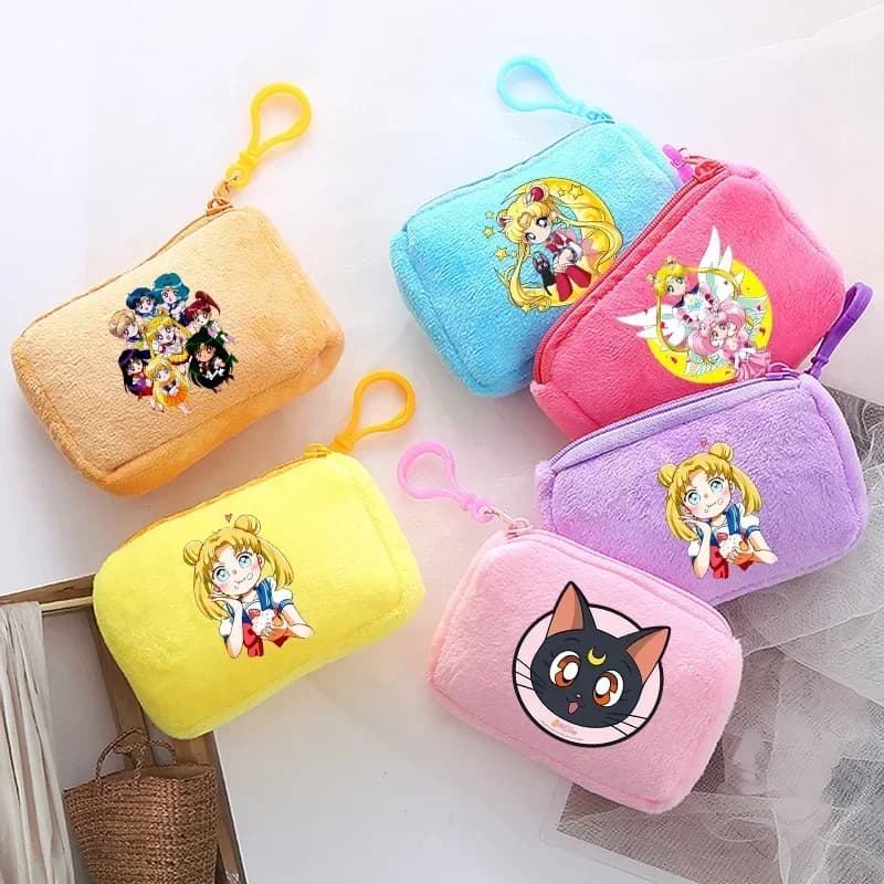 Mini Portafoglio Serie Sailor Moon, Portamonete Anime Tsukino Usagi, Borsa Quadrata Carina per Donne, Portachiavi, Regalo di Compleanno Divertente