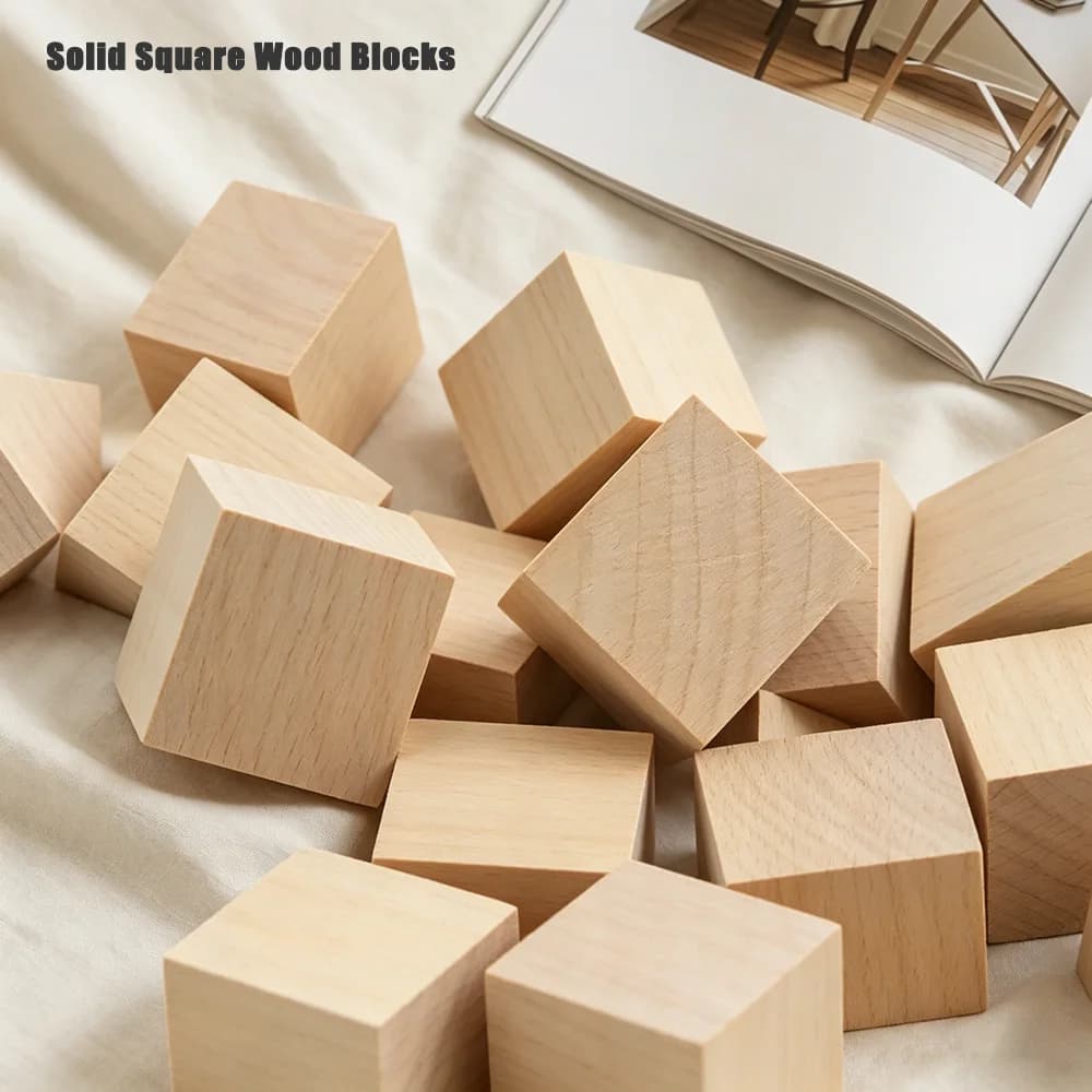 1-50Pcs Wooden Cubes For DIY Crafts 8*8*8mm-100*100*100mm Premium Solid Wooden Blocks For Creative Models & Handmade Projects