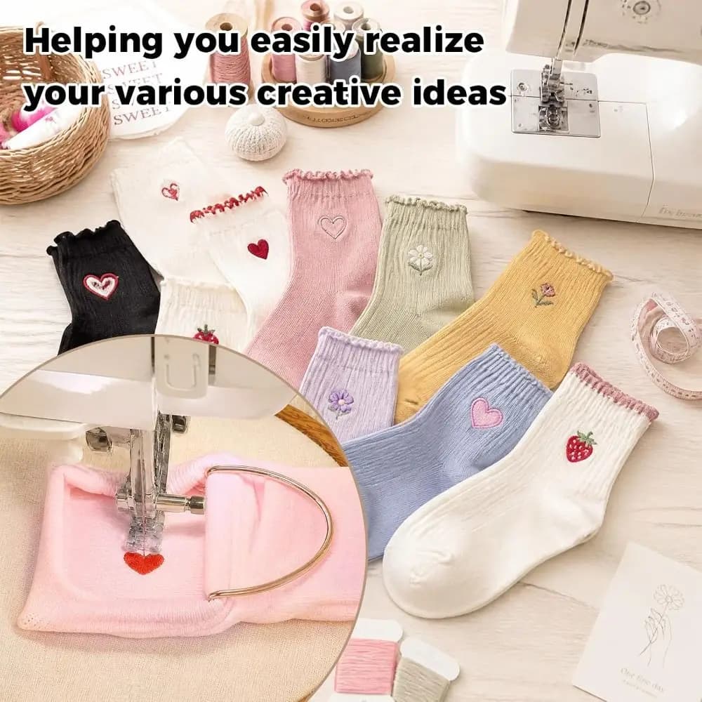 3pcs/set Metal Construction Sock Hoop Embroidery Set Anti-Slip Caps Rose Gold Color Hooping Aid Set Universal Embroidery Frame