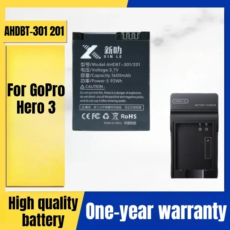 AHDBT-301 201 Camera charger for GoPro Hero3 Battery for action camera 3.7 V 1600 mAh
