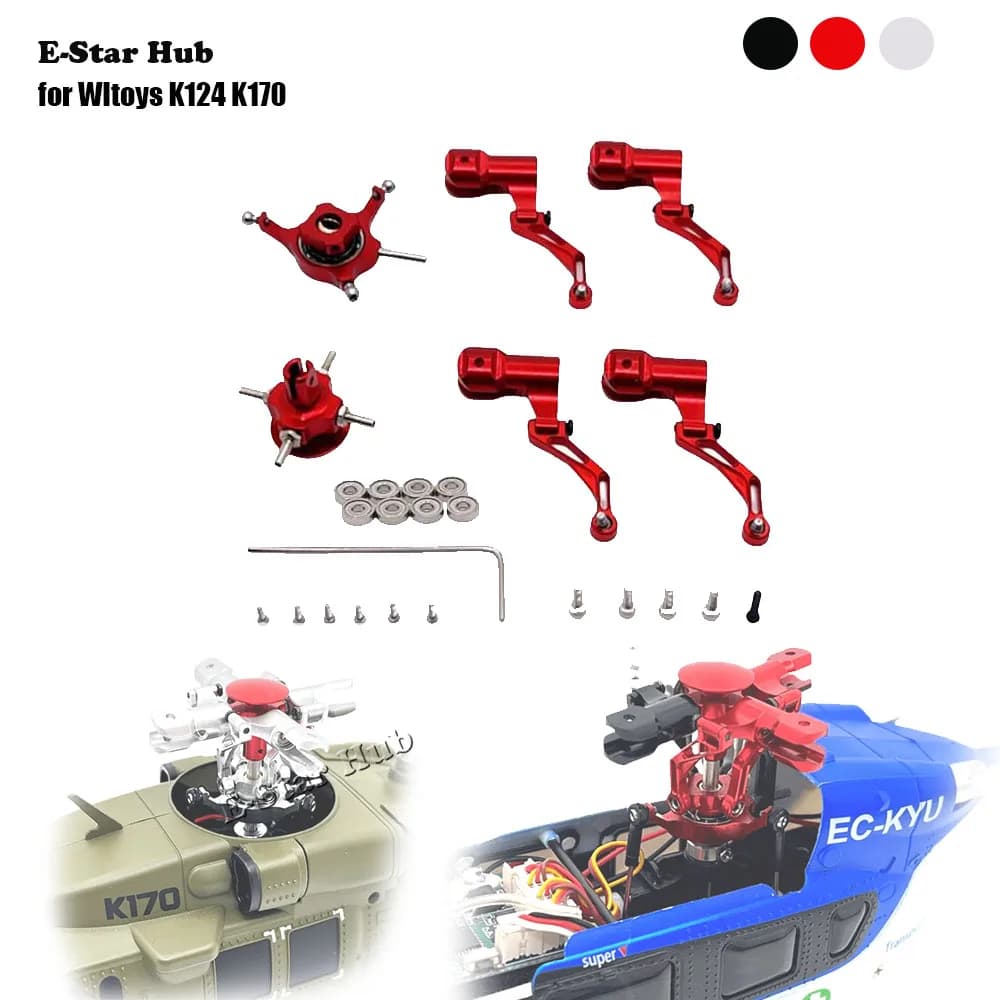 Metallo Aggiornamento Conversione Piatto Oscillante Lame Principali Grip Morsetto Croce Rotore Testa Parti per Wltoys K124 K170 RC Elicottero