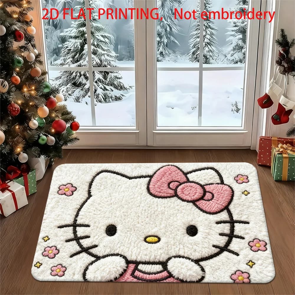 Simpatico tappetino di benvenuto con fiori e stelle di Hello Kitty, tappetino da bagno assorbente con personaggi Sanrio, decorazione per il bagno