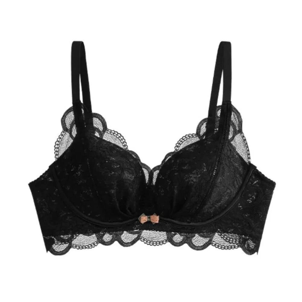 Adjustable Flower Lace Wireless Bra Sweet Underwear Brassiere for Women Close-fitting Deep V Anti-Sagging Bra Daily