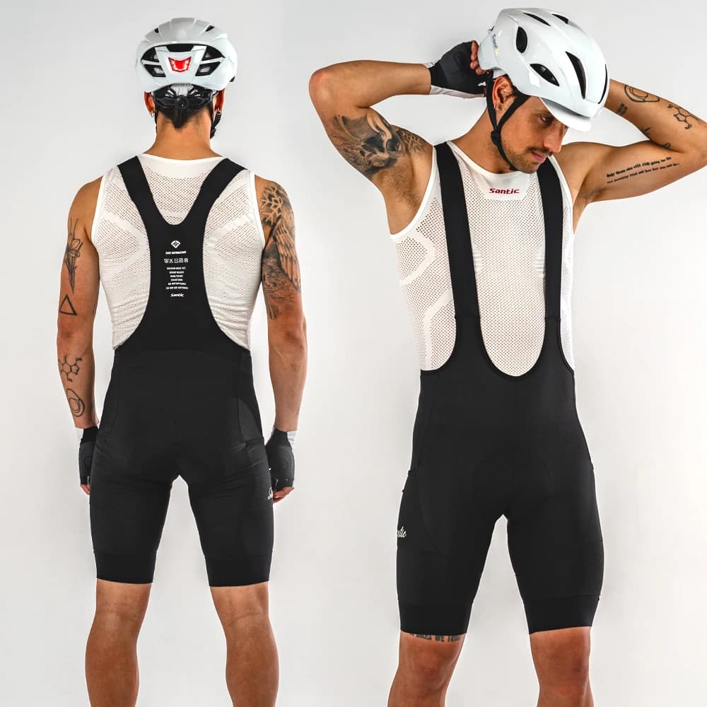 Santic Shorts with Men's Cycling Shorts Summer Cycling Shorts Cycling Shorts with MTB Strap Breathable Long Distance Sponge Bearing TM3C05174