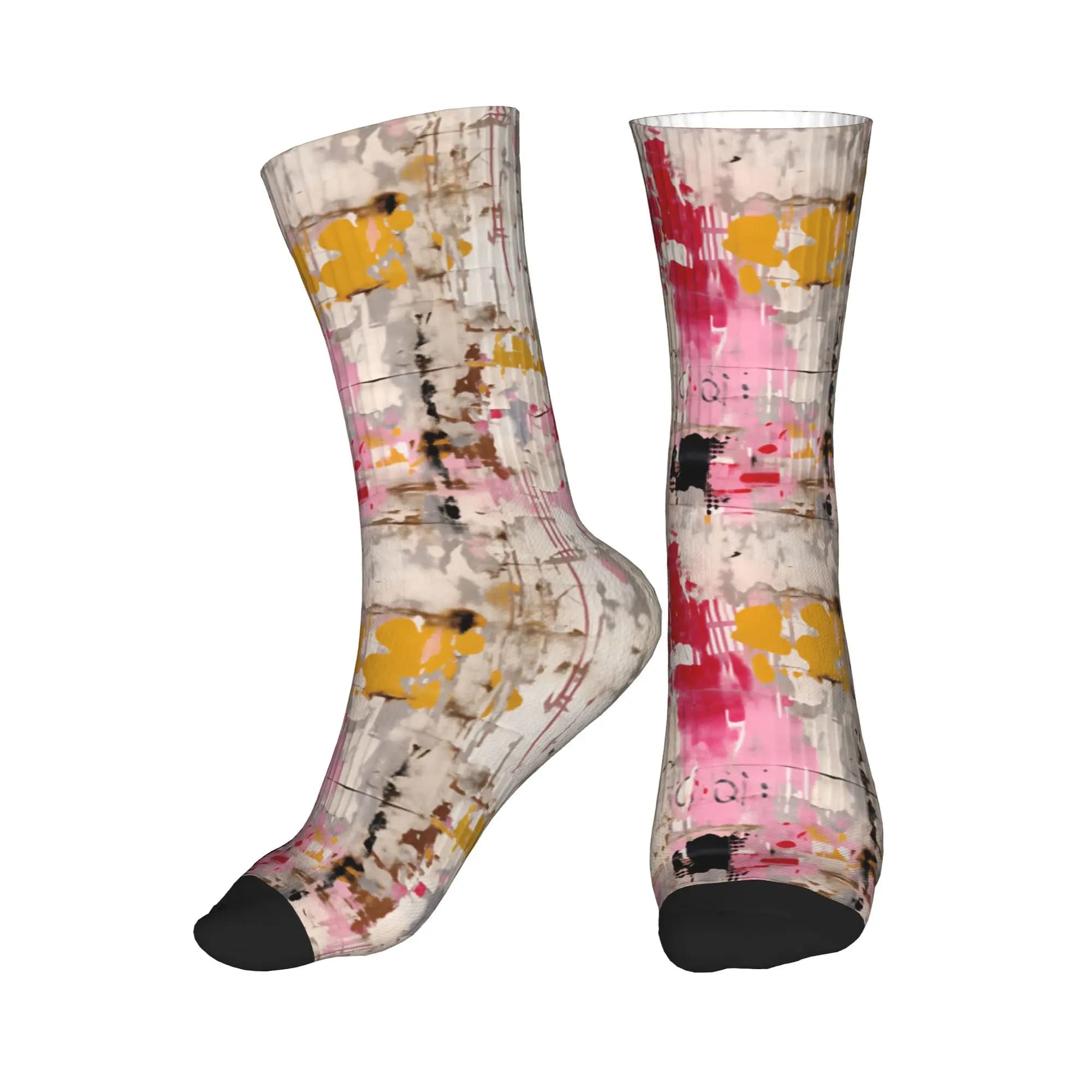 Calzini Cool Girly Grunge con texture vintage in gesso, calzini sportivi da basket stampati in 3D per uomo e donna