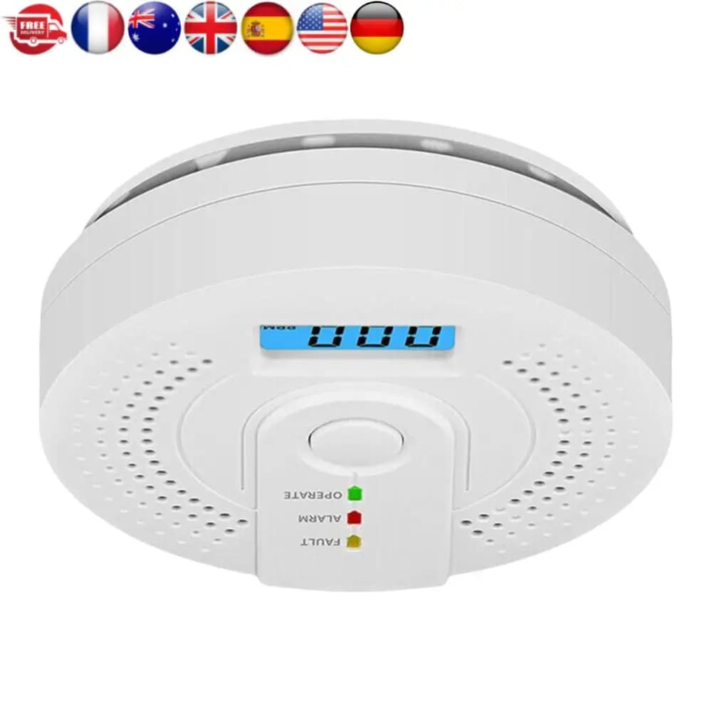 Rilevatore digitale di monossido di carbonio Rilevatore di CO portatile alimentato a batteria Avviso sonoro Allarme CO con indicatore LED Uso domestico