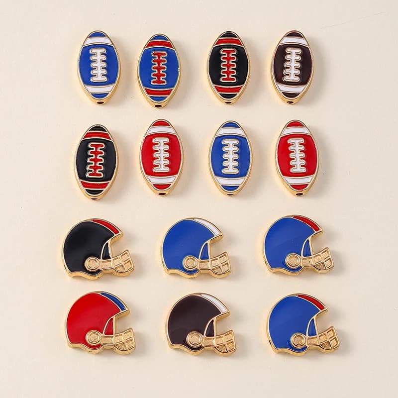 10 pezzi di smalto per rugby, pallavolo, casco sportivo, ciondoli, orecchini, pendenti per realizzare accessori per gioielli, collane, portachiavi fai da te