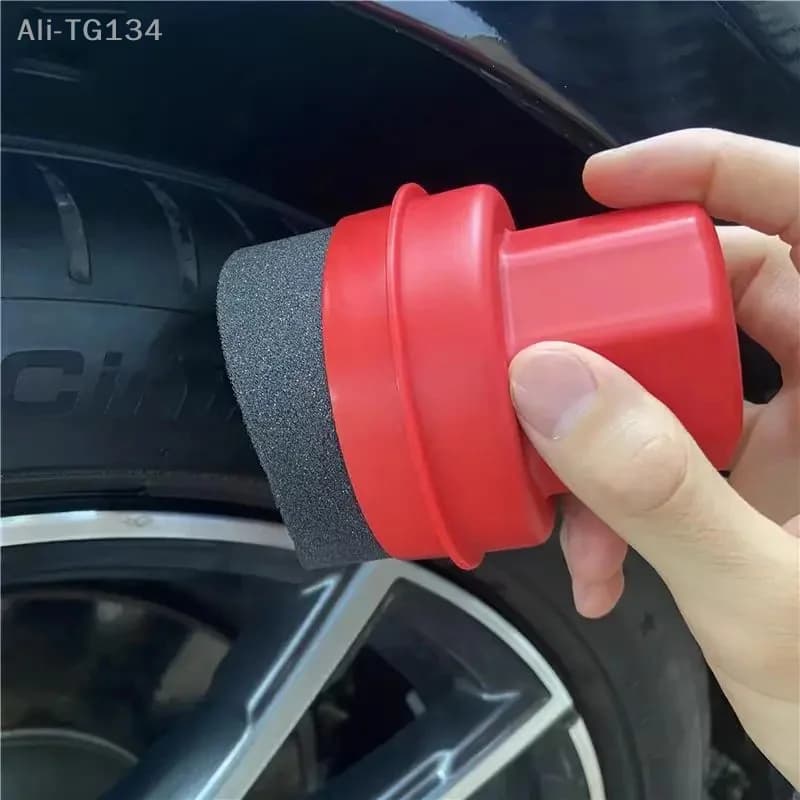 Tampone applicatore in spugna per ceretta per pneumatici per auto a forma curva con coperchio Spazzola per dettagli per pulizia pneumatici facile da usare Tampone in spugna per cera per pneumatici per auto