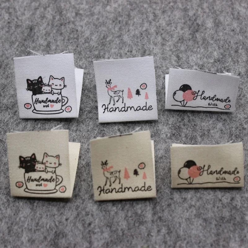 Etichetta colorata in tessuto di cotone: etichetta laterale fai-da-te per cucito fatto a mano per abbigliamento per bambini Etichetta per collo in cotone