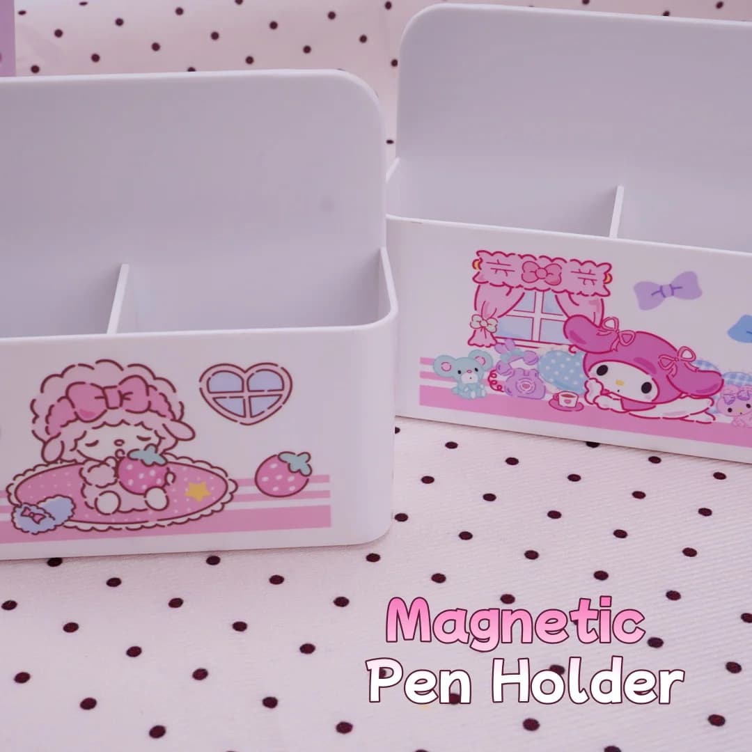 Magnetic Pen Holder My Melody Cute Wall Mounted Pencil Holder Magnetic Storage Organizer for Refrigerator Whiteboard Office Desk